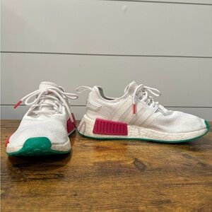 Women’s Adidas NMD Sneakers with Pink and Teal Accents
